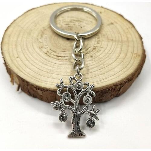 29x22mm Money Tree Keychain Antique Silver Color Fashion Handmade Keychain Party Gift Jewelry Dropshipping