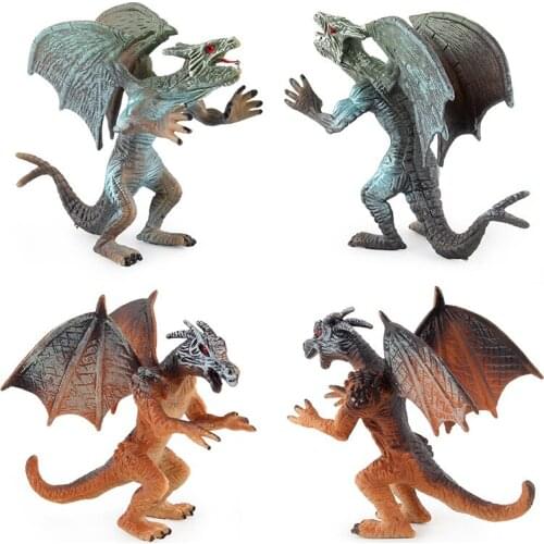4Pcs Set Simulatio Flying Magic Dinosaur Double Headed Dragon Model Toys Figure Animal Educational Kids Gift