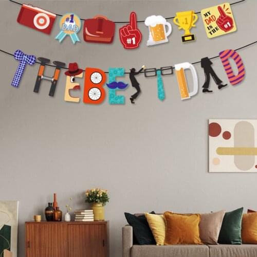 Happy Fathers Day Banner Bunting Garland Decoration Birthday Festival Retirement Events Celebration Photo Party Decor Hanging