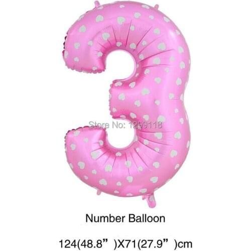 Free Shipping 40 Inches Pink/Blue Dot Digit 3 Foil Balloons Birthday Party Digital Balloon Wedding Christmas Party Decoration