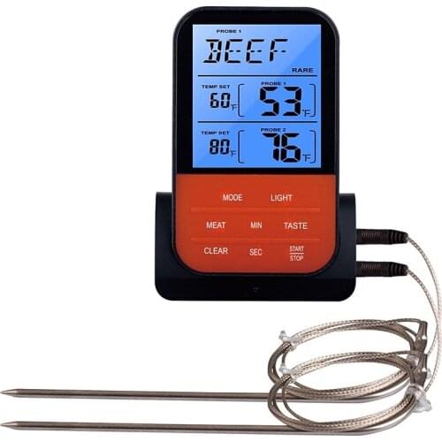 Hot Wireless Remote Meat Thermometer Dual Probe Digital Backlight Cooking Oven BBQ Kitchen Food Thermometer Grilling Barbecue