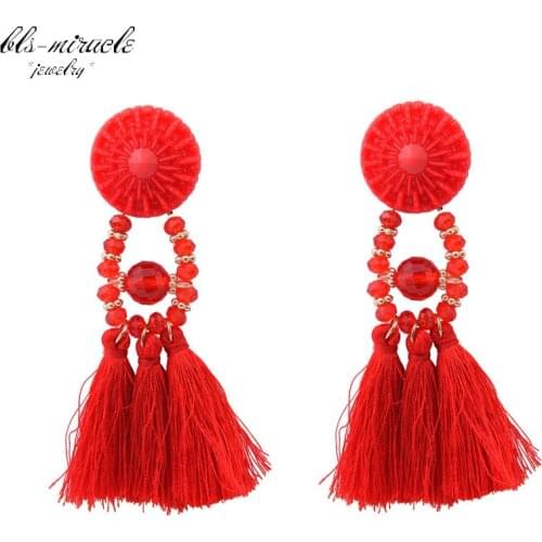 Bls-miracle fashion jewelry accessorie Bohemia colorful beads with tassels Dangle earring best femme gift wholesale E455