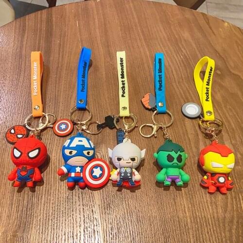 Avengers series Personality doll keychain Spiderman iron Man Couple keychain Boy and girl cute Doll bag pendant Cartoon pendant