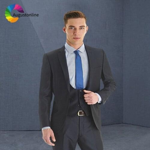 Black Business Men Suits For Wedding Bridegroom Regular Fit Smart Casual Blazer Tuxedo Ternos Masculino Best Man Prom 3 Pieces