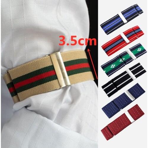 3.5cm Elasticated Unisex Armbands Sleeve Garter Adjustable Gift Shirt Sleeve Holders Cufflink Business Wedding Groom Accessory