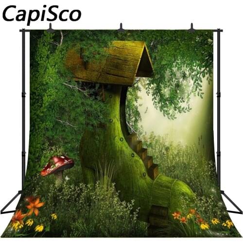 Capisco Dreamlike Shoe Shape House Trees Flowers Baby Photographic Backdrops Customized Photography Background For Photo Studio