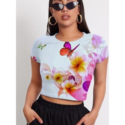 3d Tshirt Butterfly T-shirt Women Animal Tshirts Casual Flower T-shirts 3d Colorful Shirt Print Womens Clothing Hip Hop Short