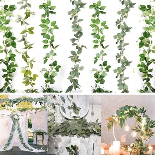 Artificial Eucalyptus Leaves Vine Fake Greenery Garland For Wedding Backdrop Arch Wall Hanging Decoration Wedding Table Decor