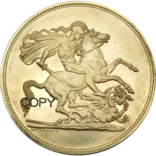Great Britain George III 1820 five 5 pounds Gold Coin Brass Copy Coins