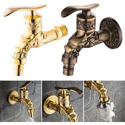 Washing Machine Faucet Retro Vintage Carved Home Sink Garden Single Faucet Water Tap SDF-SHIP