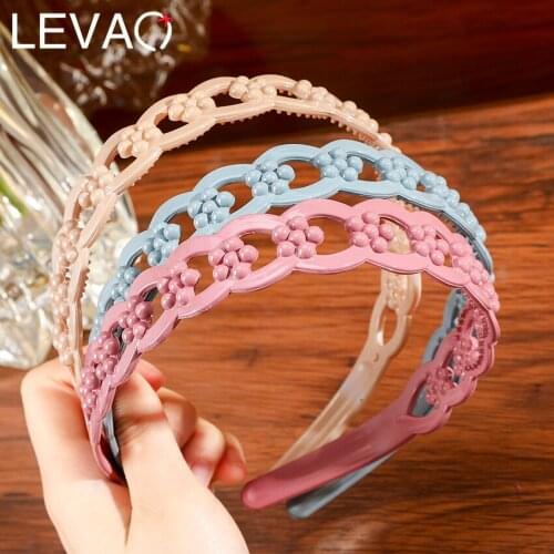 Levao Simple Solid Color Headband For Girls Plastic Non-slip Teeth Hair Bands Bezel Makeup Fixed Hair Headwear Hair Accessories