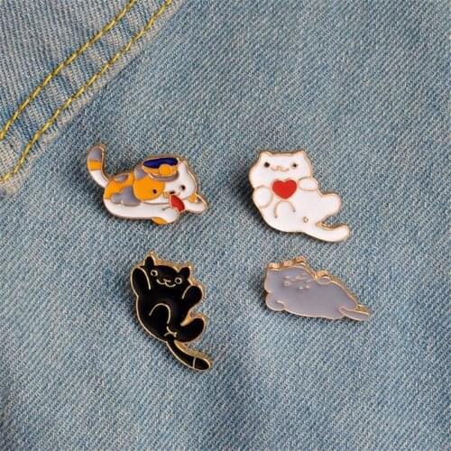 Cartoon Oil Drop Kitty Pet Metal Brooch Pins Button Pins Girl Jeans Bag Decoration Gift Wholesale