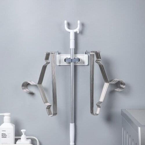 Multifunctional Clothes Hanger Storage Rack Can Rotate Without Perforation Wall Hanging Household Mop Rack Clothes Storage Rod