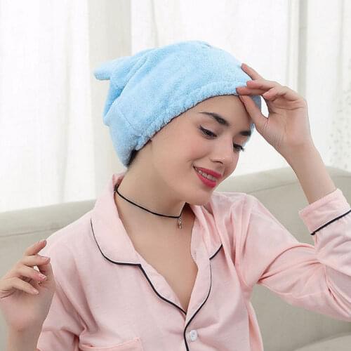 Cartoon Cute Cat Shower Cap For Ladys Absorbent Hair Bonnet Bathroom Accessories Resilience Quick Magic Dry Hat