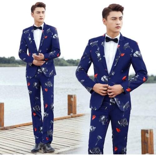 Chorus wedding suits men blazer boys prom mariage suits mens printing clothes fashion slim masculino latest coat pant designs