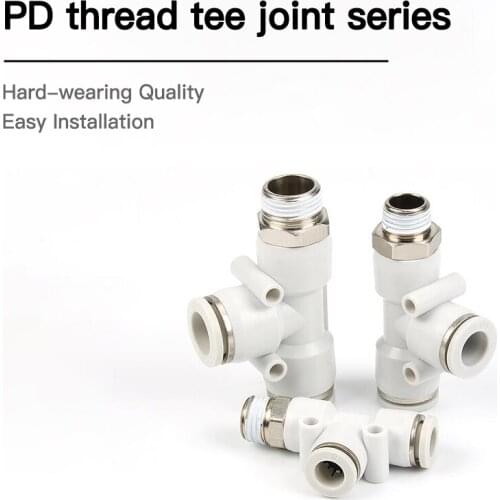 Male thread side tee PD 5/32 1/4 5/16 3/8 1/2 inch trachea quick-release pneumatic components T-type connector