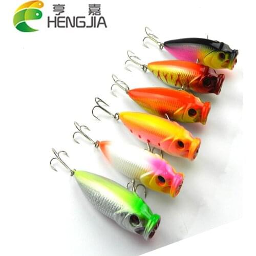 New Arrival 3pcs/lot Plastic Fishing Lures 8cm Popper Fishing Baits With 4# Treble Hook Fishing Tackle HJ042