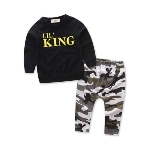 Newborn Toddler Kids Baby Boy Clothes Long Sleeve T Shirt Top+Camouflage Pants 2pcs Outfits Set