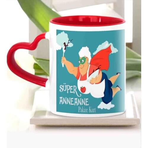 Personalized Mother 'S Day Themed Red Heart Mug Cup KK11