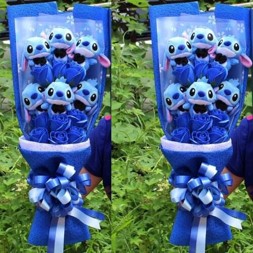 Stitch Plush Toys Anime Lilo and Stitch Soft Stuffed Animal Dolls Plush bouquets Valentines Day Christmas Gifts Cartoon bouquet