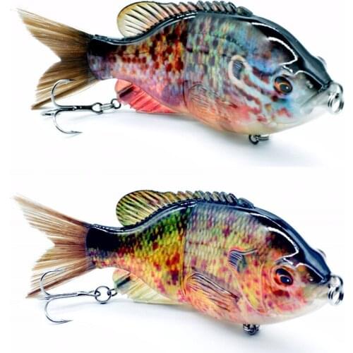 6"/15.24cm 2Segment Fishing Lure Swimbaits Hard Artificial Bait Crankbait Lifelike Sunfish Pike Muskie Bass Catfish Bait