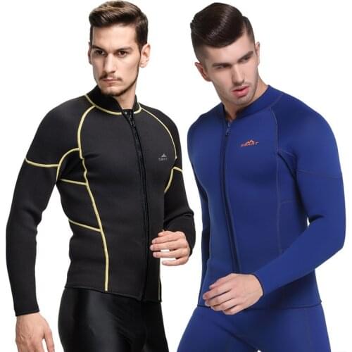 SBART 3MM Zipper tops Diving Suit Winter Men Neoprene Cold-proof KeepWarm Wetsuit Scuba Jackets Rash Guards Surf Anti jellyfish