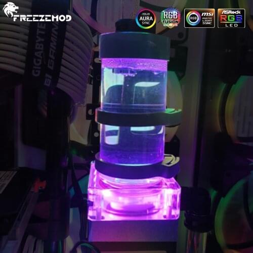 FREEZEMOD 800L/H RGB Water Tank One-piece Reservoir with Pump Integrated PWM Speed Control Head 4 Meters Flow MOD Watercooler