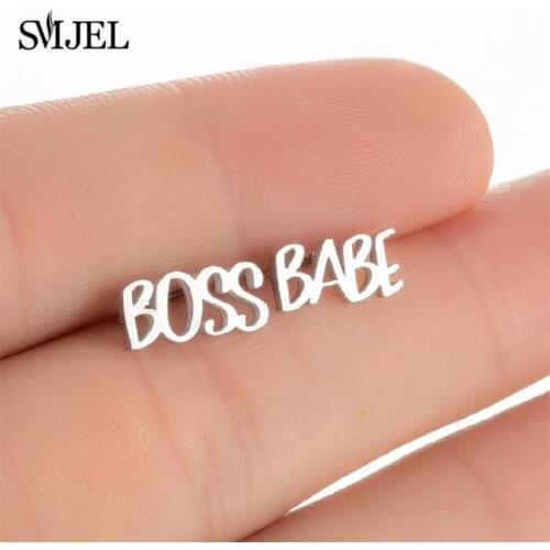 Hip Hop Art Letter Stainless Steel Earrings Gothic Punk Babygirl Angel Boss Babe Earring F off Harajuku Jewelry Ear Studs