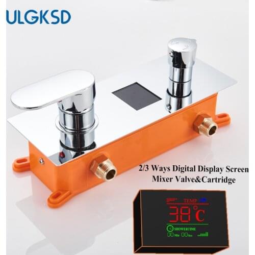Bathroom Shower Digital Display Screen Cartridge Hot Cold Water 2/3 Ways Function Mixer Tap Para Bathroom Shower Valve Mixer