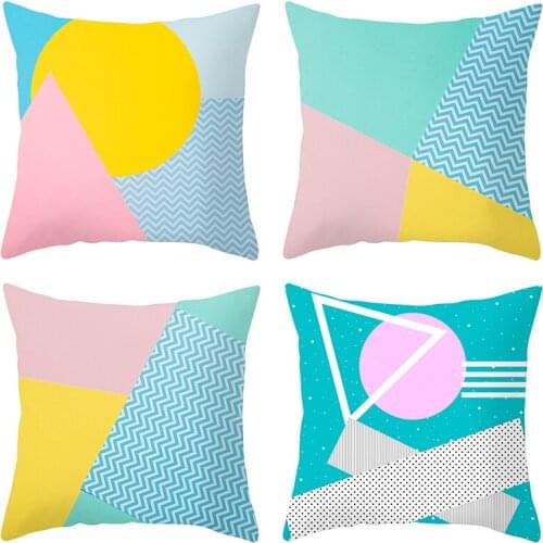 Modern Nordic Geometry Travel Neck Body Pillowcase Linen Bed Pillow Cover Couch Seat Cushion Throw Pillow Home Decoration 45*45