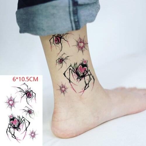 Waterproof Temporary Tattoo Sticker Pink Net Love Spider Body Art Flash Tattoo Fake Tattoo for Women Men