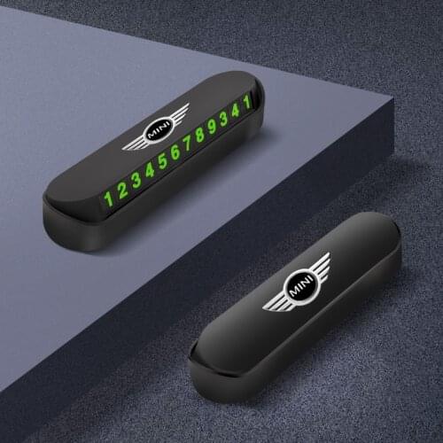 1Pcs ABS Car Temporary Parking Card Luminous Auto Phone Number Card Plate For Mini Cooper 2011 2012 2013 2018 2019 F54 F55 F56