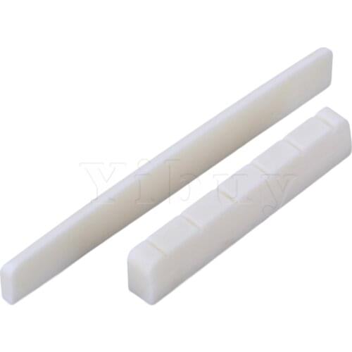 Yibuy 2 in 1 Durable Guitar 80mm Bone Bridge Saddle Nut for Classical Guitar