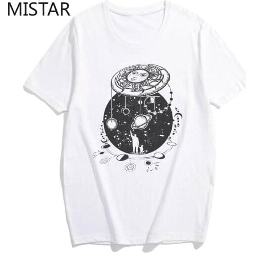New summer planet cartoon printed casual fashion O-neck short sleeve vintage t shirt Harajuku white tops tee funny T-shirt women