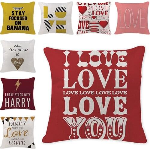 Letters Cushion Cover Sweet Pillow Case Cotton Linen Sunshine Love Letter Cushion Sofa Bedroom Decorative Pillow Cover Presents