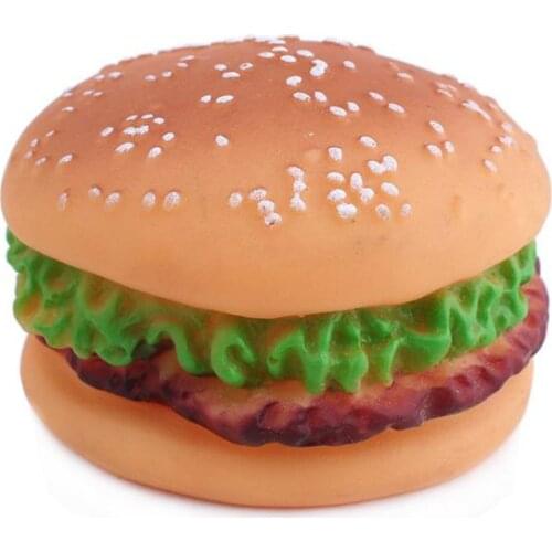 Pet Dogs Chew Play Toys PVC Hamburger Dog Cat Puppy Training Squeaker Sound Plush Slippers Vegetable Feed Toys