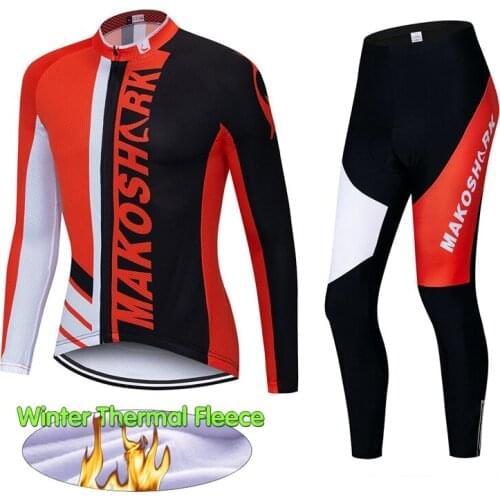 Winter Thermal Fleece Cycling Jersey Set Ropa Ciclismo MTB Long Sleeve Bike Wear Cycling Wear Bike Clothing Suit 9D Gel Pad