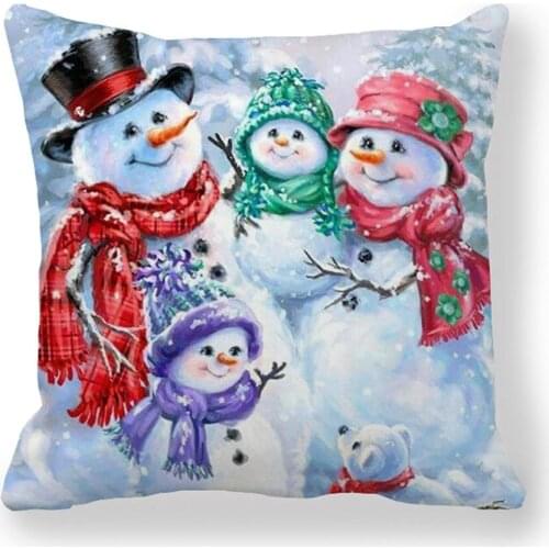 1PCS 45*45CM Pillowcase Happy New Year Christmas Pattern Printed Sofa Pillow Cover Bed Home Decor Cushion Cover Decoration Case