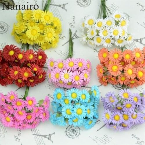 10pcs Cheap Mini Artificial Rose Silk Daisy Flower Bouquet For Home Wedding Decoration DIY Scrapbooking Wreath Fake Flowers