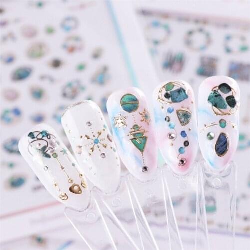 10 Styles Charm 3D Colorful Nail Sticker Jewelry Design For Nails Sliders Tips Manicure DIY Decoration