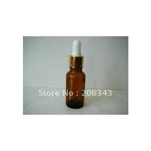 15ml brown/green/blue essential oil glass bottle with gold electronic aluminum collar +silicon/glass dropper cosmetic packaging