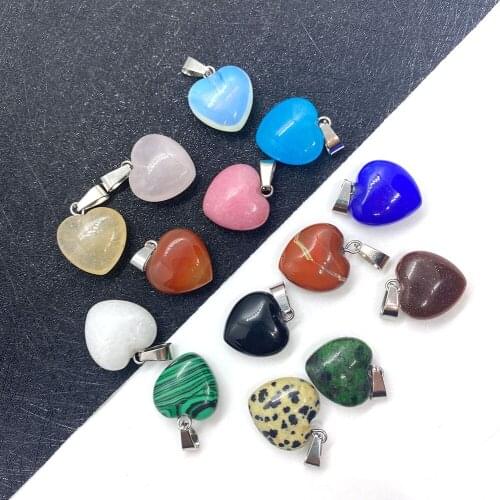 5pcs/pack Natural Stone Heart-shaped Black Agate Pendant, Handmade DIY, Necklace Pendant, Earring Accessories Size 20x22mm