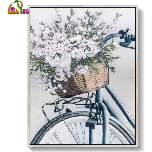 5D Diamond Painting Full Square Floral Bouquet On bicycle DIY Bead Embroidery Sale Diamond Art Landscape Cross Stitch Home Decor