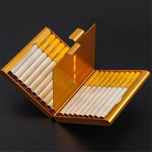Aluminum Folio Cigarettes Case Hold 20 Cigarettes Ultra Thin Pressure Proof Metal Tobacco Storage Box Cigarette Holder Mens Gift