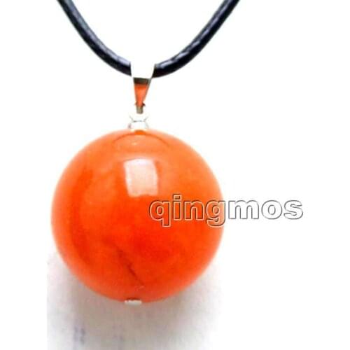Big 20mm Red Round Natural Stone pendant cord 17-18"necklace-nec5967 Wholesale/retail Free shipping
