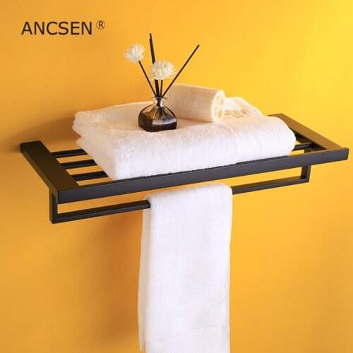 304 stainless steel black towel rack bathroom towel rack wall hanging bathroom towel rack Bath towel rack Bathroom Accessories