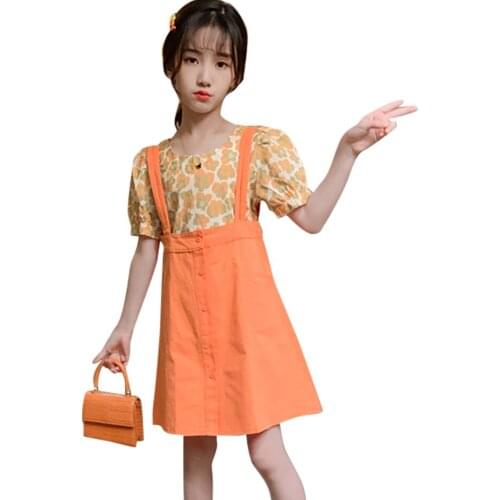 Kids Clothes Floral Tshirt + Jumpsuit Clothing For Girls Summer Girls Clothing Sets Casual Style Childrens Clothes Girl