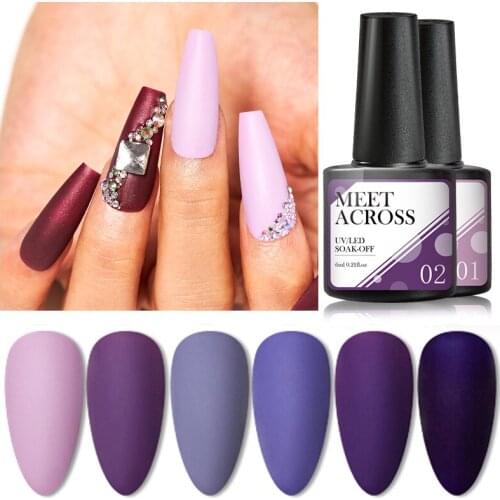 MEET ACROSS Gel Nail Polish Pink Purple Color Series UV Led Nail Varnish Semi Permanant Gel 32 Colors Soak Off UV Gel Polish
