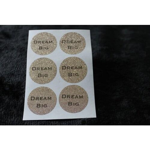 3.8cm DREAM BIG Rose gold glitter classic round sticker