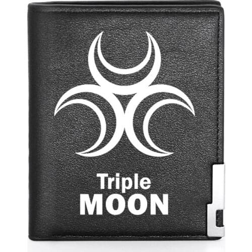 Classic Fashion Triple Moon Goddess Leather Men Wallet Classic Credit Card Holder Short Purse